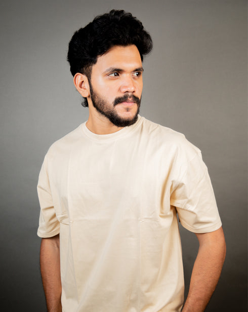 Shades of Stillness - Oversized Beige Tee