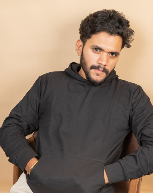 Everyday Eclipse - Oversized Minimal Black Hoodie