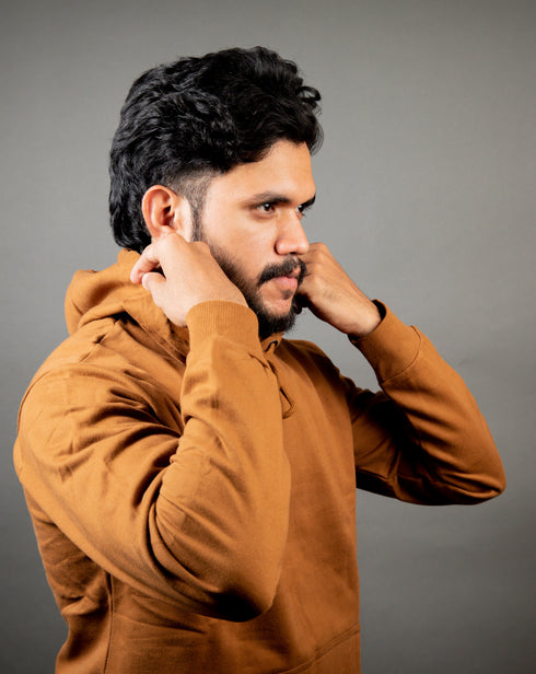 Dusk Ember - Oversized Minimal Brown Hoodie