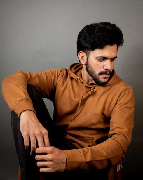 Dusk Ember - Oversized Minimal Brown Hoodie