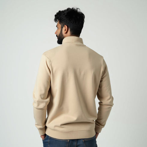 Beige Zipper Sweatshirt